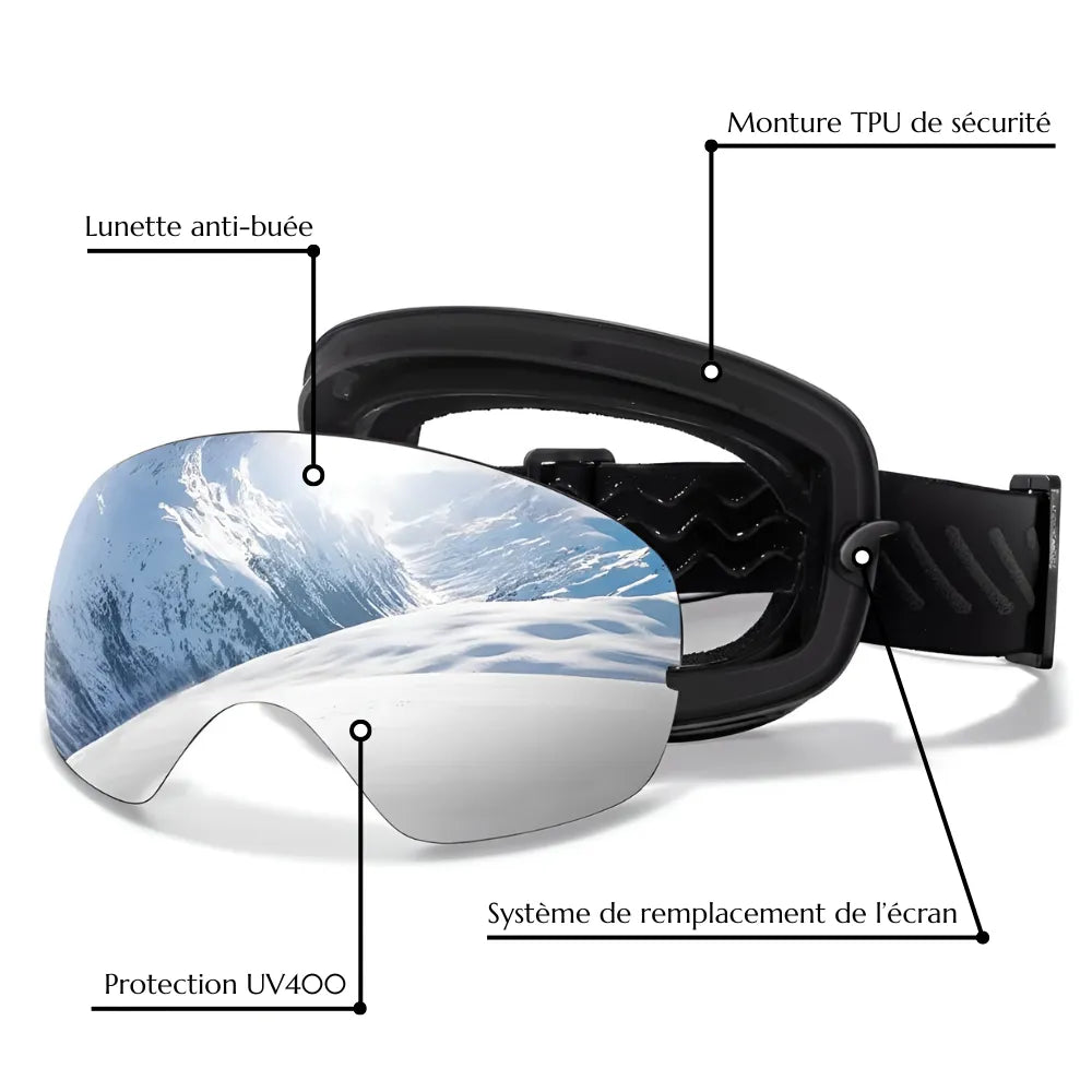 Vioo Arctic – Masque de ski OTG UV400 anti-buée